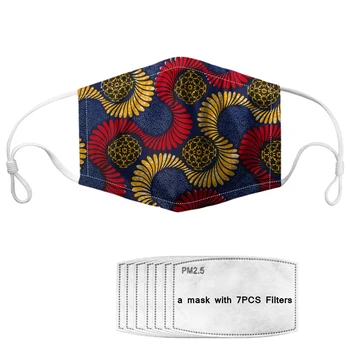 

Customized African Tribe Floral Style Women Mouth Mask Reusable Breathbale Face Mouth Mask Kids Mask with 7 Filters