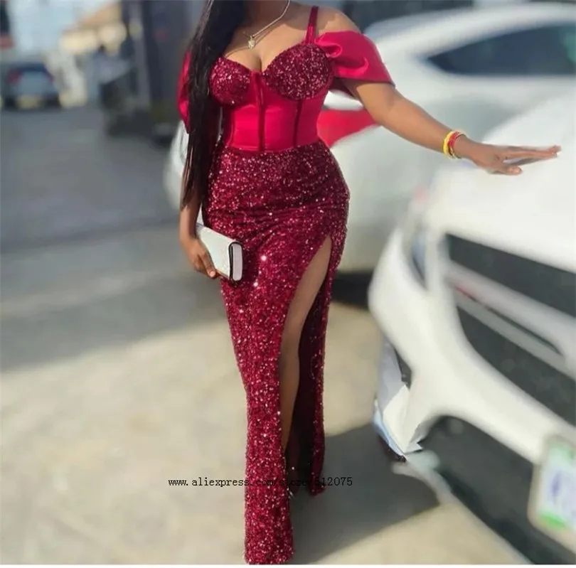 

robes de cocktail Prom Dresses High Slit Pleats Long Evening Dress Saudi Arabic Women Party Gowns Plus Size