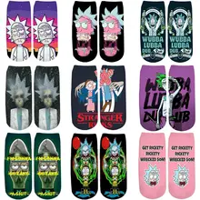 PLstar Cosmos/Новинка года; милые короткие носки с 3D принтом с героями мультфильмов Rick and Morty для мужчин и женщин; корейские носки в стиле Харадзюку; WZ777