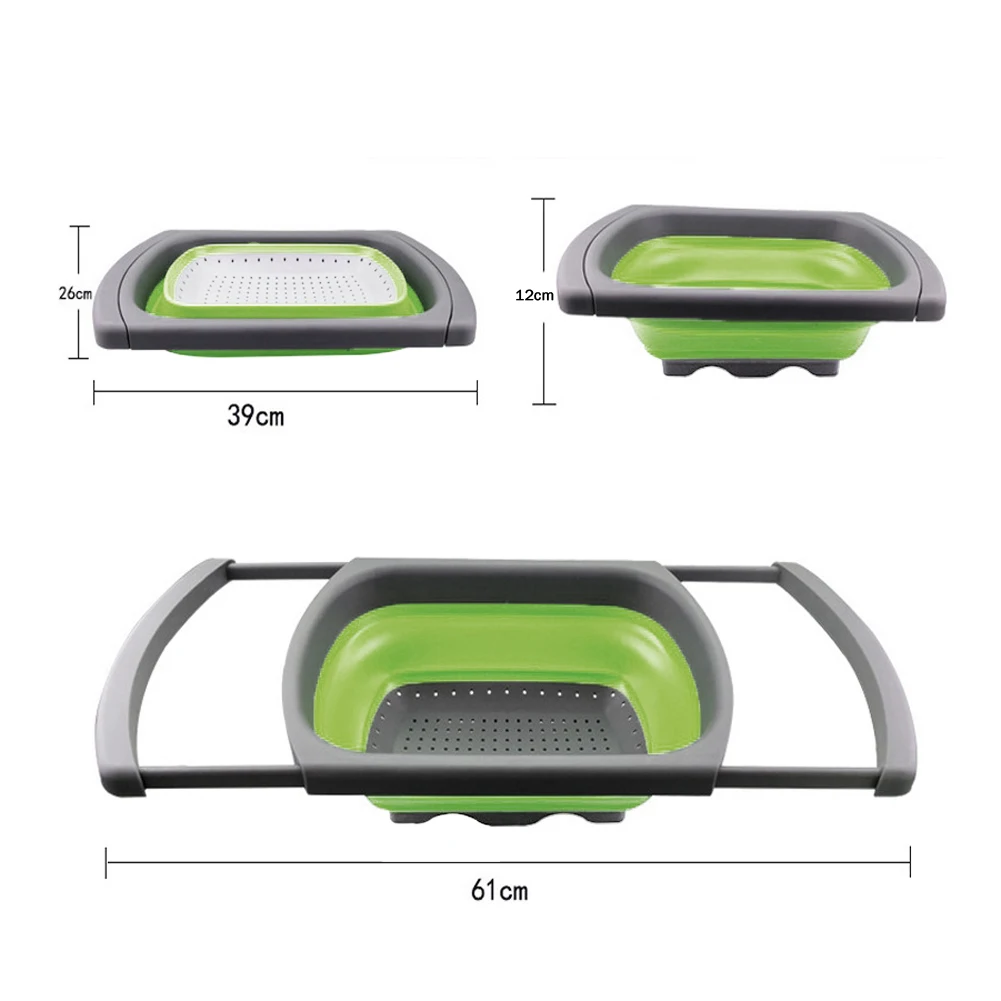 Складываемый складной кухонный дуршлаг для фруктов, овощей, дуршлаг для макарон, корзина для белья, пластиковые складные корзины для слива