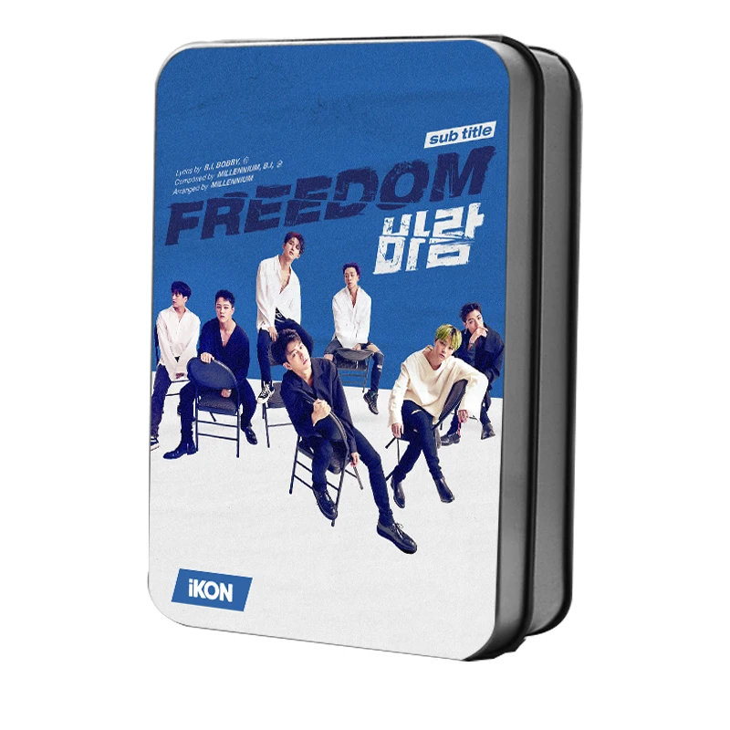 

Kpop iKON Mini Album <NEW KIDS:CONTINUE> Polaroid Photo Lomo Card Fashion iKON Fans Gifts Metal Box 40PCS Cards Drop Shipping