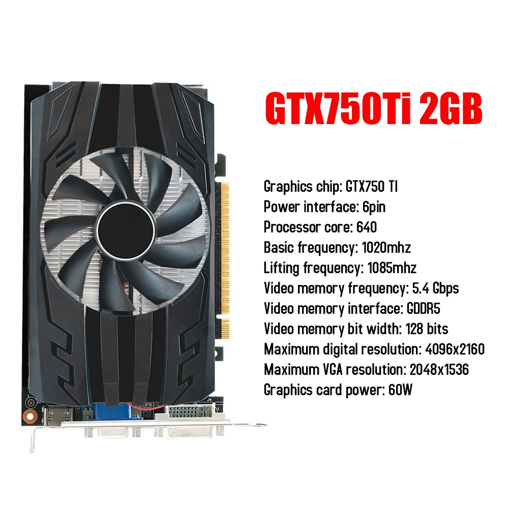 GTX750Ti/GTX960/GTX1050Ti Video Card GDDR5 Graphics Card 128bit PCI-Express2.0 w/ Dual Cooling Fan PC Computer Gaming Accessory gpu computer Graphics Cards