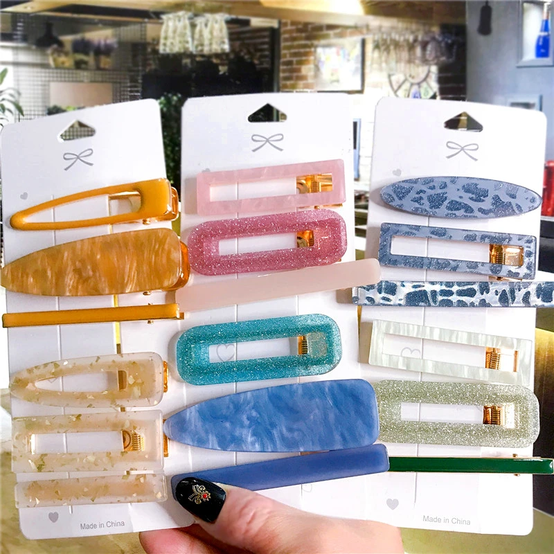 3 pièces acétate épingles à cheveux accessoires de cheveux pour les femmes 2020 mode coréenne or géométrique Hiar Clips filles Hairgrip chapeaux bijoux