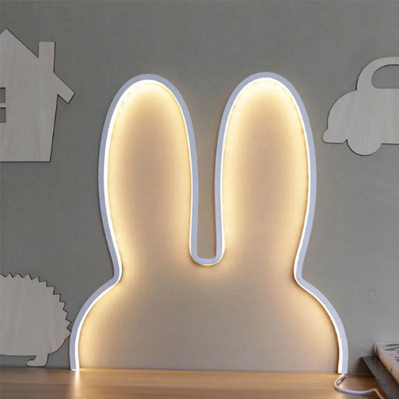 Светодиодный ночной Светильник для детей большой кролик ночной Светильник USB для малышей и детей постарше Спальня прикроватный светильник декоративная лампа для дома Ара для детей Рождественский подарок - Испускаемый цвет: White