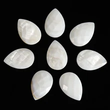 

2pcs Freshwater Shell White Diamond Section 30x20mm Waterdrop Flatback Cabochon Spacer For Jewelry Making Earrings Accessories