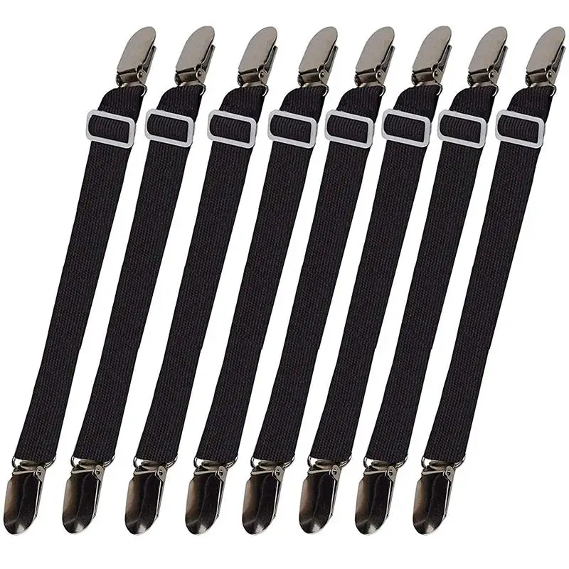 

8pcs Sheet Straps Suspenders Band Adjustable Bed Corner Holder Elastic Fasteners Clips Grippers Mattress Pad Cover Fitted Sheet,