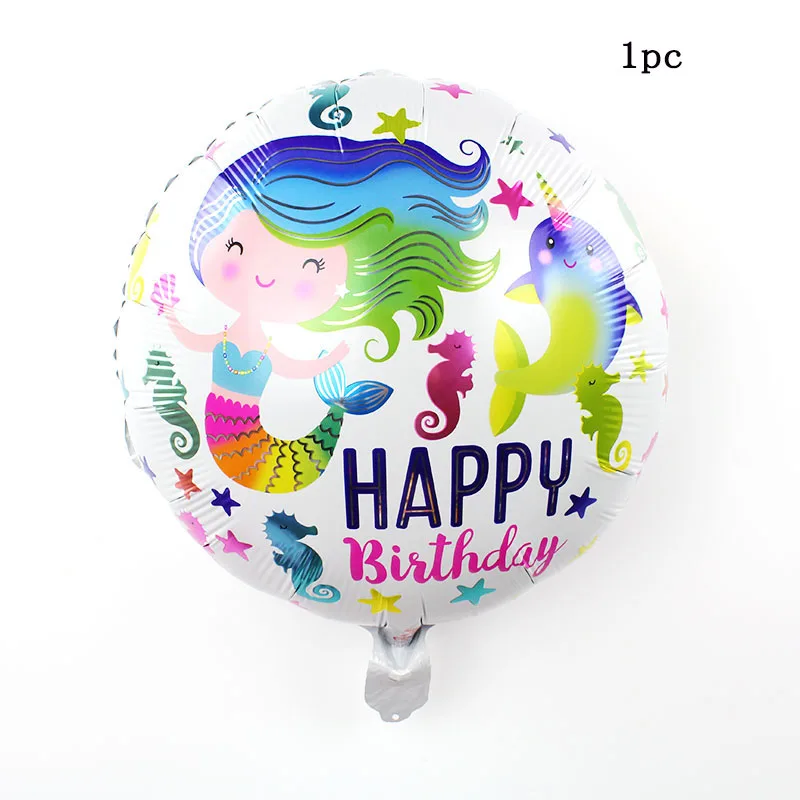 18in HBD Mermaid Большой мультфильм Русалка фольга латексные шары Русалочка 30 дюймов номер набор воздушные шары девушка с днем рождения надувные шарики подарок - Цвет: 18in HBD Mermaid