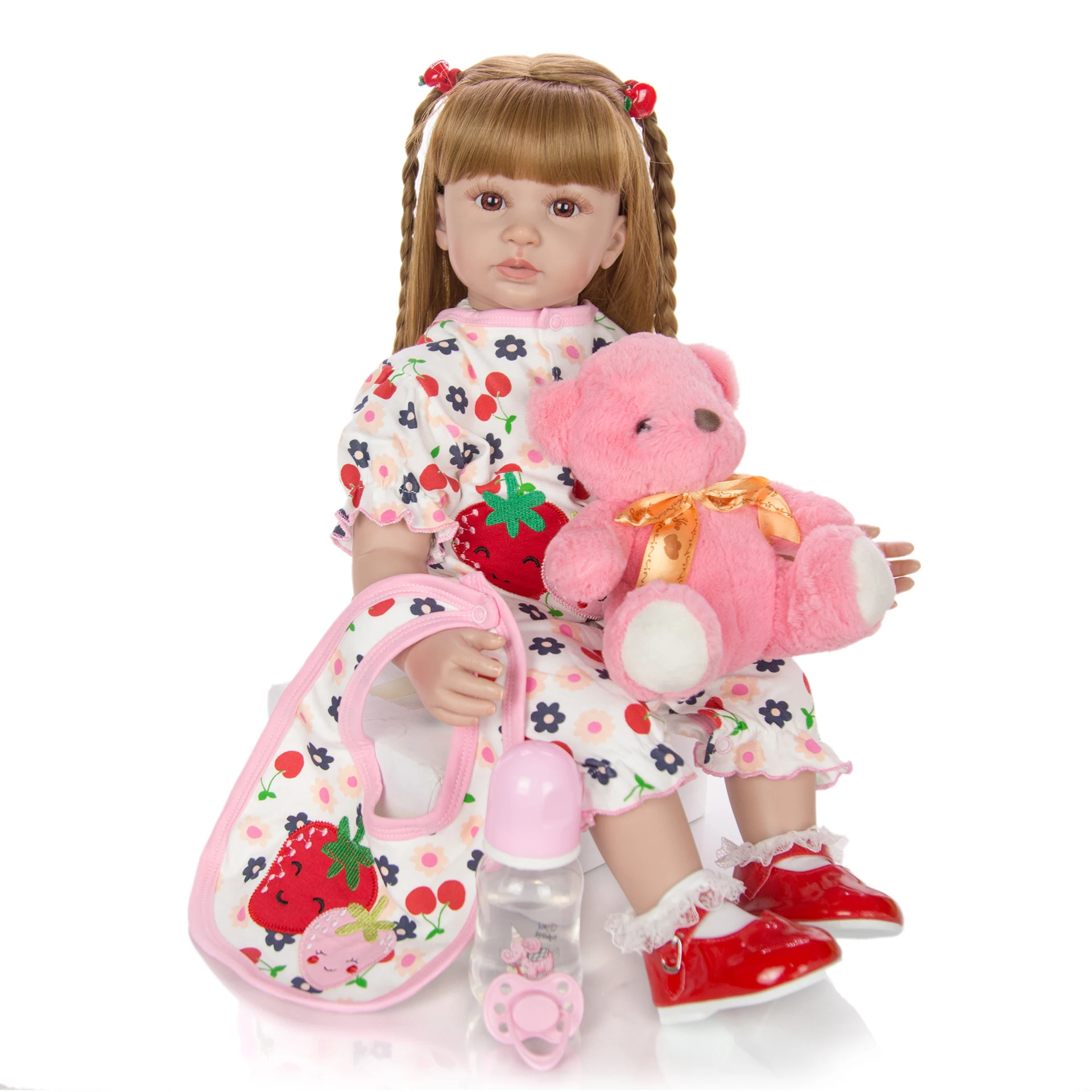 Модное изделие 24 дюймов Reborn Baby Doll 60 см силиконовый мягкий реалистический для маленькой принцессы Детская кукла игрушка в этническом стиле bebe куклы для детей, подарок
