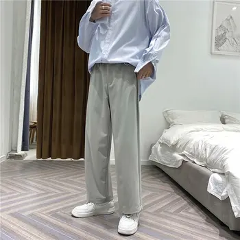 

Pants men's summer thin section loose straight Korean style trend wild wide-leg drape trousers boys nine-point casual pants