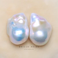 BaroqueOnly Natural BIG SIZE Freshwater Irregular Pair pearl beads Pearl stone High Quality For DIY earring Jewelry Making BZBF 1