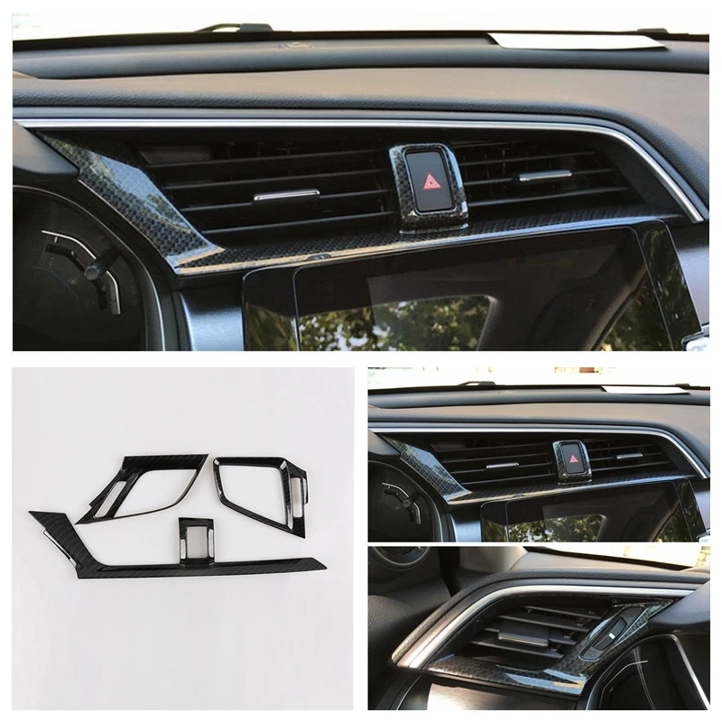 pcmos ABS Carbon Fiber Interior Dashboard Vent Cover Trim For Honda Civic 10th Interior Mouldings Stickers New - Название цвета: 09