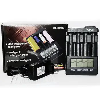 

New OPUS BT-C3100 Li-ion Battery Charger NiMH Battery Charger V2.2 Universal Four Slots LCD Smart Rechargeable Battery Charger