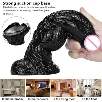 New Animal scale monster Seed beads Exotic Dildo with Suction Cup Vagina Anal Dilator Butt Plug Sex Toys For Women Masturbation 4