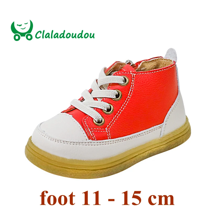 Claladoudou/12-15,5 см; брендовые Детские ботинки из искусственной кожи; кроссовки; цвет красный, зеленый; обувь для младенцев; обувь на молнии для маленьких девочек и мальчиков; первый шаг