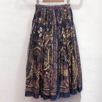 

Elegant Long Skirts Women Fashion High Waist Midi Skirt Elegant Personality Print Skirt Female