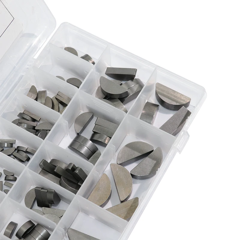 164pcs Carbon Steel Woodruff Key Set Semicircle Bond Key Assortment Kit Different 17 Sizes Fasteners Mechanical Industry