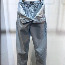 Женские Модные свободные двухслойные джинсовые брюки с высокой талией 1202