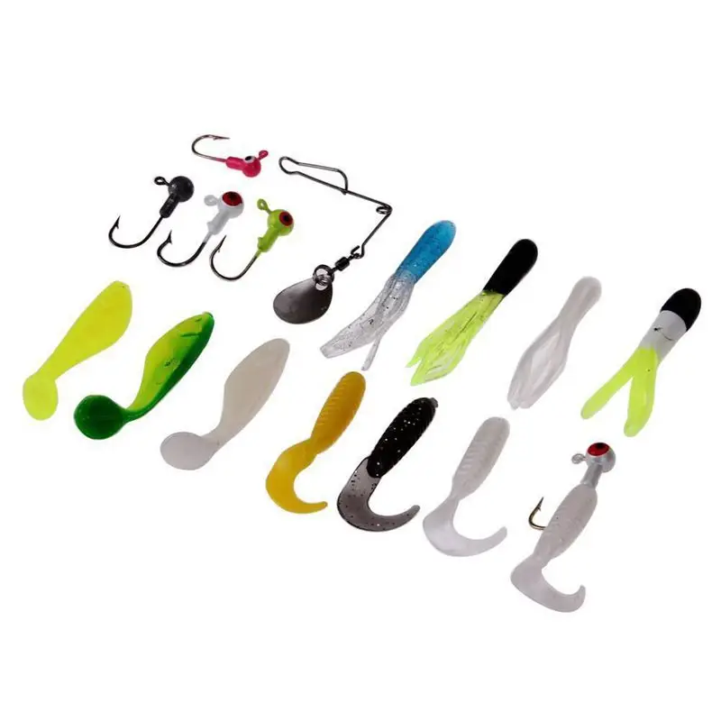 

62Pcs Fishing Tackle Silicone Soft Baits Lures Fishing Jig Hooks Carp Accessory