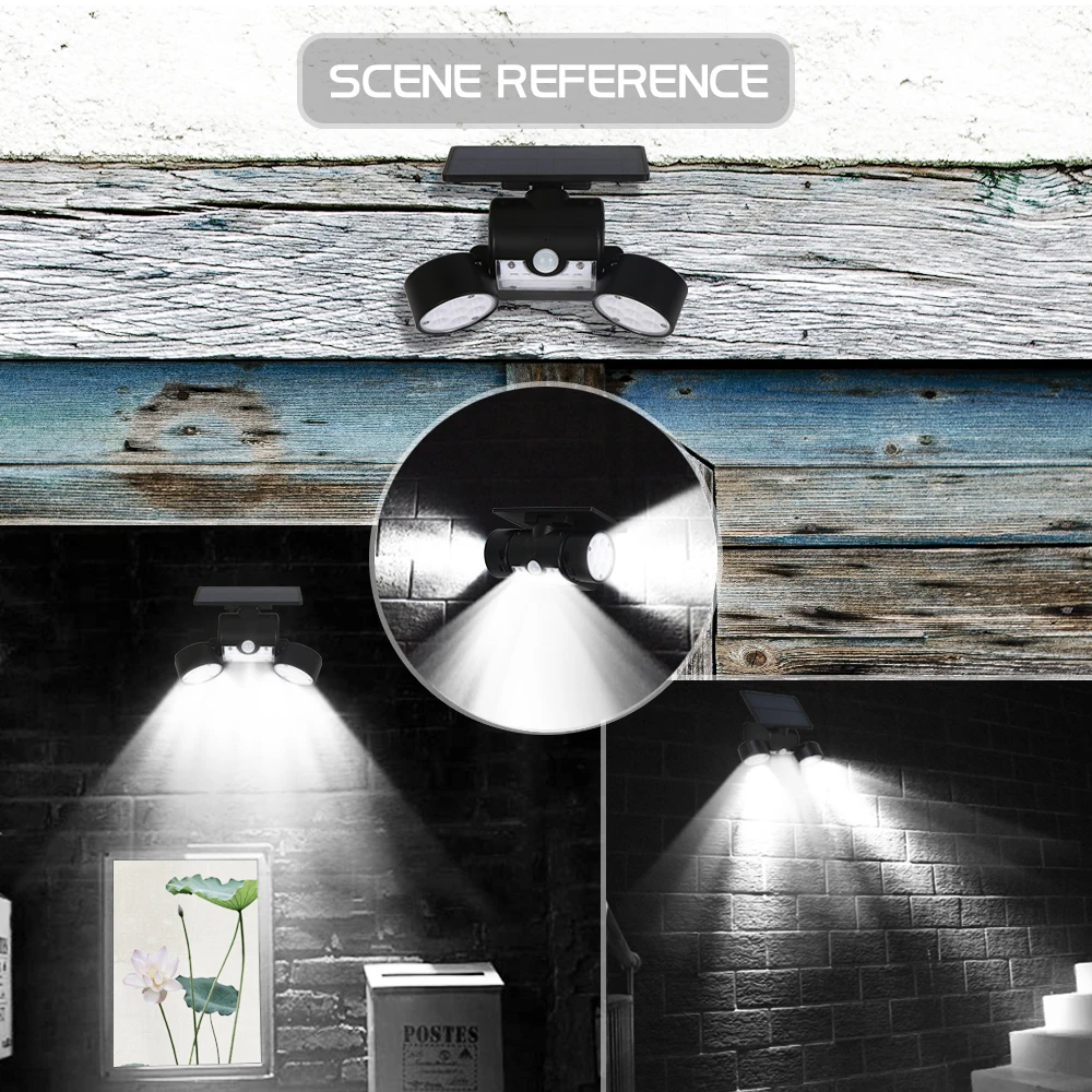 Lâmpada de Parede ao ar Ip65 à Prova Livre Solar Sensor Movimento Luzes Parede 30 Ddual Água Dupla Cabeça Pátio Garagem Frete Grátis Led Luz 5 led luz sensor movimento luzes parede 30