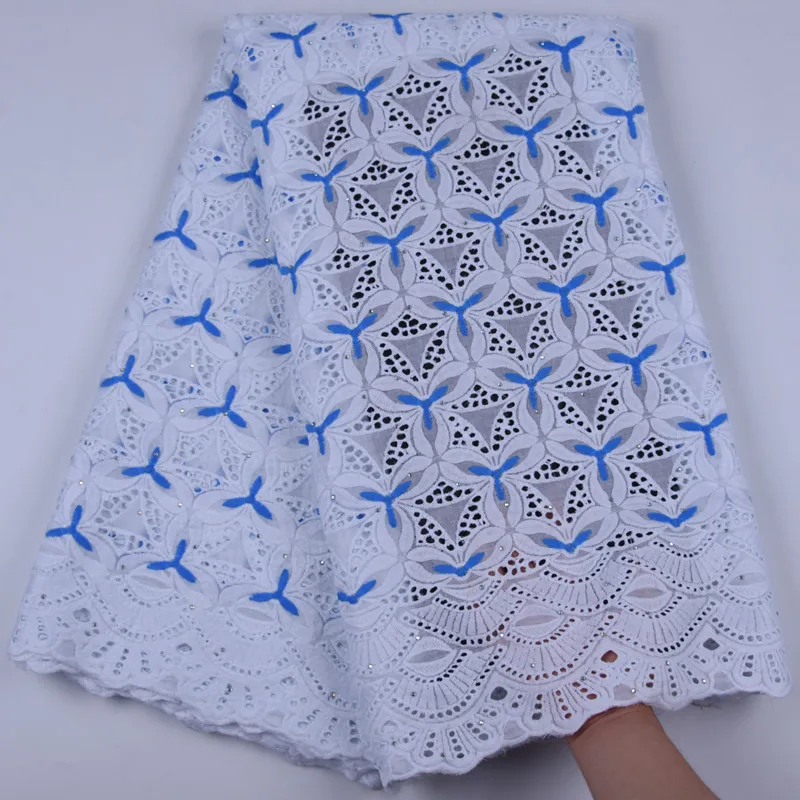 

Soft Swiss Voile African Lace In Switzerland High Quality Sky Blue Swiss Cotton Laces For Nigerian Every Dress Party Sews F1701