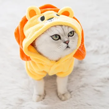 

Dog Clothing Cat Pet Costume Christmas Dress up Clothes Autumn and Winter Lion Flannel Warm Funny Pet Costume