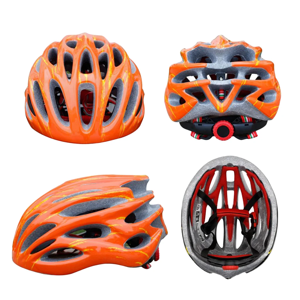 Professional Cycling Bike Helmet for Men Women, Lightweight Adjustable Bicycle Helmet - Black / Orange