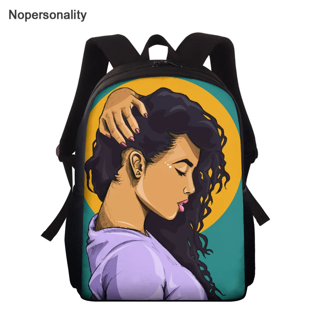 

Nopersonality 15 inch School Backpack for Girls African Girl Printed Children's School Bag Big Capacity Kids Book Bags Randoseru