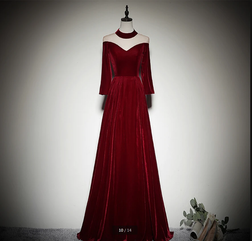 Vestido de festa винное бархатное ТРАПЕЦИЕВИДНОЕ ПЛАТЬЕ С Длинным Рукавом для выпускного вечера, сексуальное Элегантное Длинное Платье с открытой спиной для выпускного вечера, горячая Распродажа, вечернее платье
