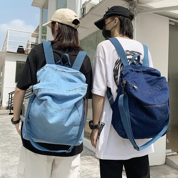 

Multi-purpose Ins Women's Backpack for Girls Wild Denim Harajuku Schoolbag Female Korean High School Student Backpack Women 2020