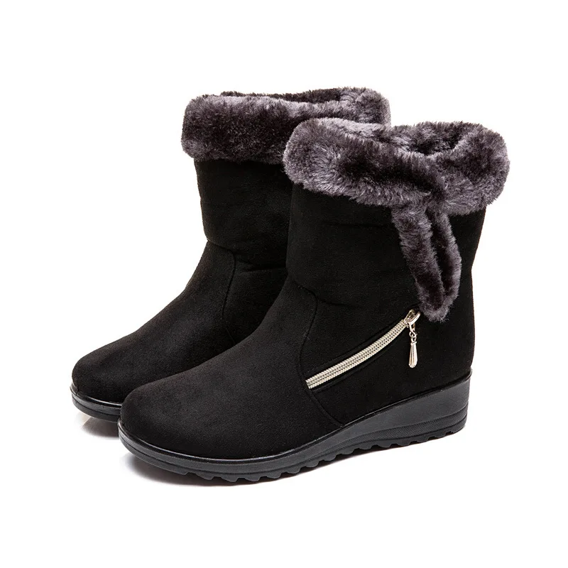 

Warm Snow Boots Women's Winter Ankle Bootie Anti-Slip Fur Lined Ankle Short Boots Slip On Outdoor Shoes Pls Size