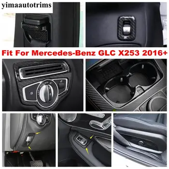 

Carbon Fiber Interior For Mercedes-Benz GLC X253 2016 - 2020 Water Cup Holder Frame / Head Lights Lamps Button Panel Cover Trim
