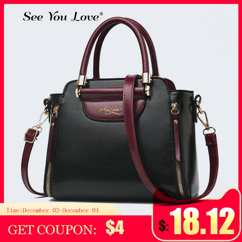 

See You Love New Women Handbag Pu Leather Patchwork Luxury Brand Design Female Crossbody Bags Vintage Messenger Shoulder Bags