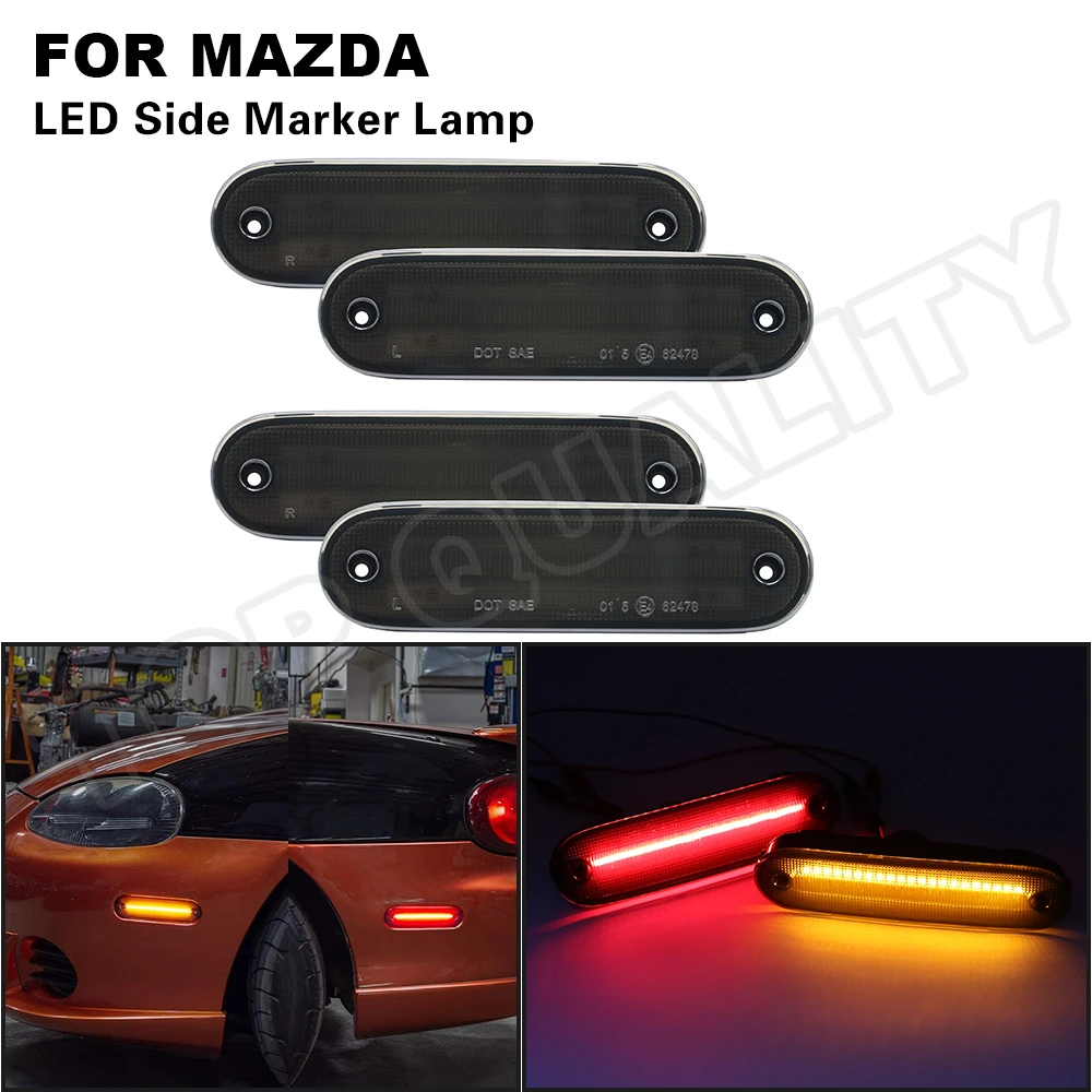 Smoked Lens Led Side Marker Light Turn Signal Lamps Front Amber/rear Red  For Mazda Miata Mx-5 Na Nb 1990-2005 - Signal Lamp - AliExpress