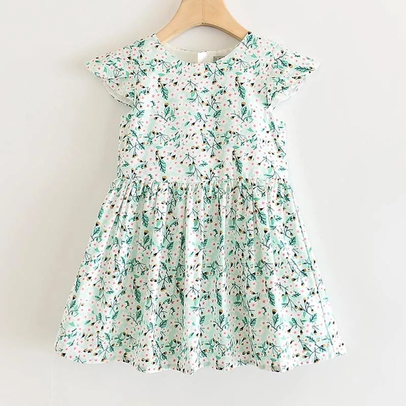 Girls Flowers Dresses 2020 New Summer Floral Green Kids Outfits Spring Sweet Baby Vestidos Children Clothing Suits 3 8Y | Детская одежда