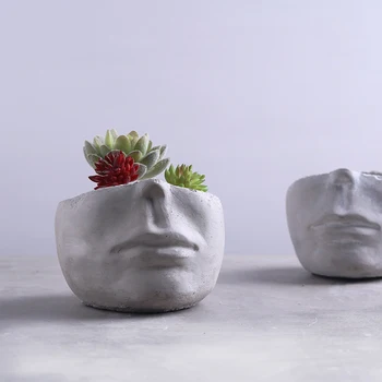 

Man Face Flower Vase Home Decoration Accessories Modern Cement Vase for Flowers Pot Planters Geometric Terrarium Flower Planter