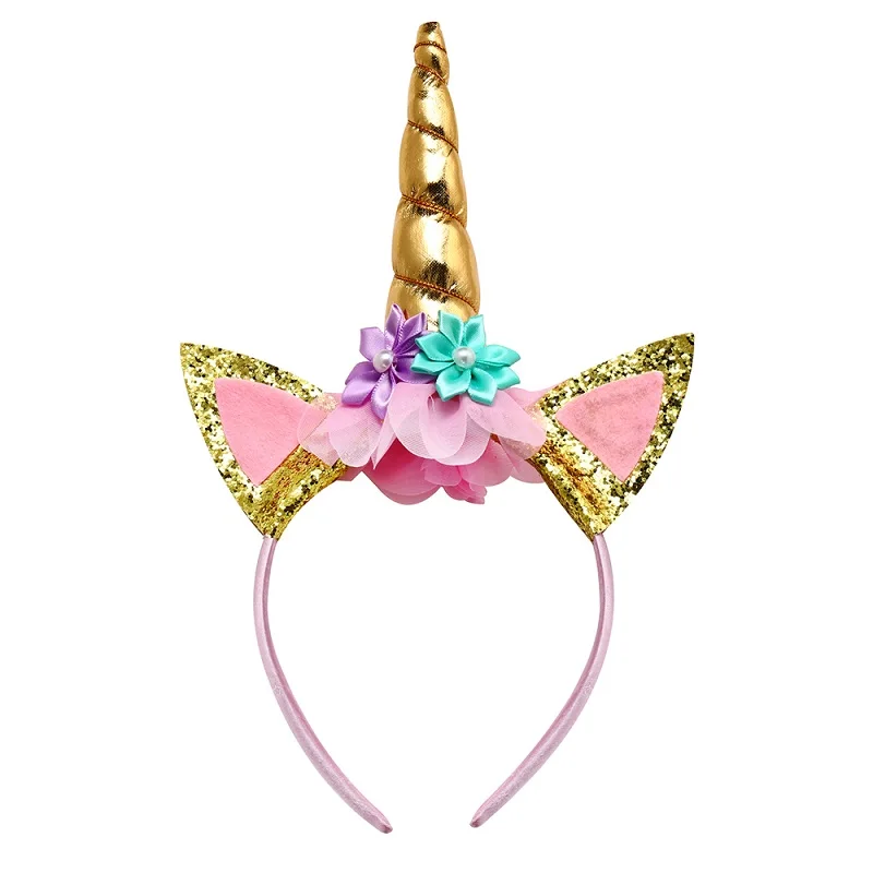 Only 1pcs Headband Платье с единорогом для девочек; костюм принцессы с Пастельными блестками; детское платье-пачка с единорогом на день рождения для девочек; платье на Рождество и Хэллоуин - Цвет: Only 1pcs Headband