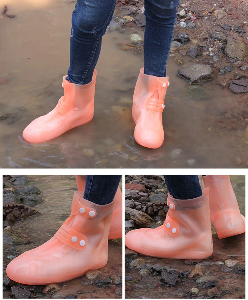 Модный мужской и женский водонепроницаемый чехол для обуви носимый многоразовый дождевик Чехол для обуви открытый нескользящий Портативный ПВХ бахилы - Цвет: The orange color