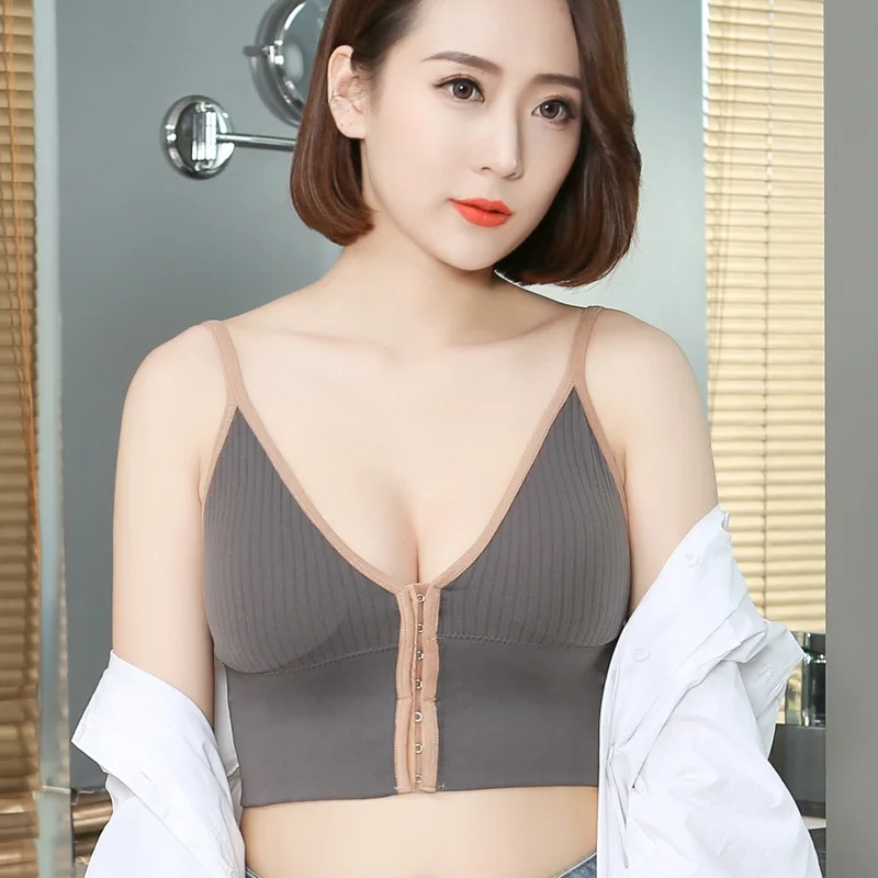 

Front Zipper Vest Push Up Bras for Women Bralettta Top Deep V Wire Free Backless Sports Brassiere Sports Bras Big Large Size