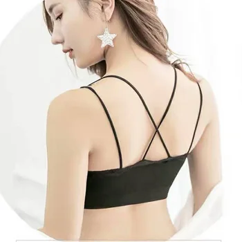 

Beautiful Back Underwear Female Wire Free Push Up Bras Suspenders Small Vest Comfort Breathable Bra Removable Chest Pad Women