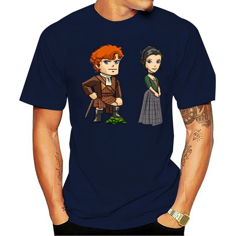 

2020 NEW T Shirt 100% Cotton Short Sleeve O Neck Tops Tee s Outlander Jamie And Claire Design Print Mens Short