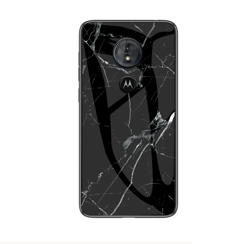 Черный Для Motorola Moto G6 XT1925 G5S Plus чехол с мраморным глянцевым закаленным стеклом противоударный жесткий чехол для телефона для Motorola Moto G6Play чехол - Цвет: Черный
