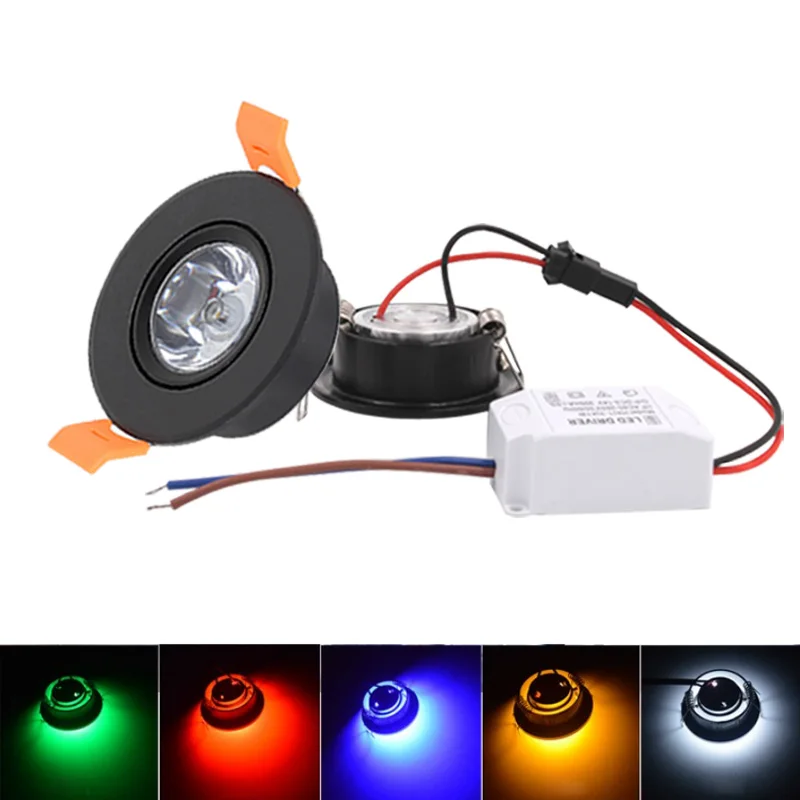 Dimmable 1W 3W 220V Round High Power LED Recessed Ceiling Down Light Lamps LED Downlights for Living Room Cabinet Bedroom 12V