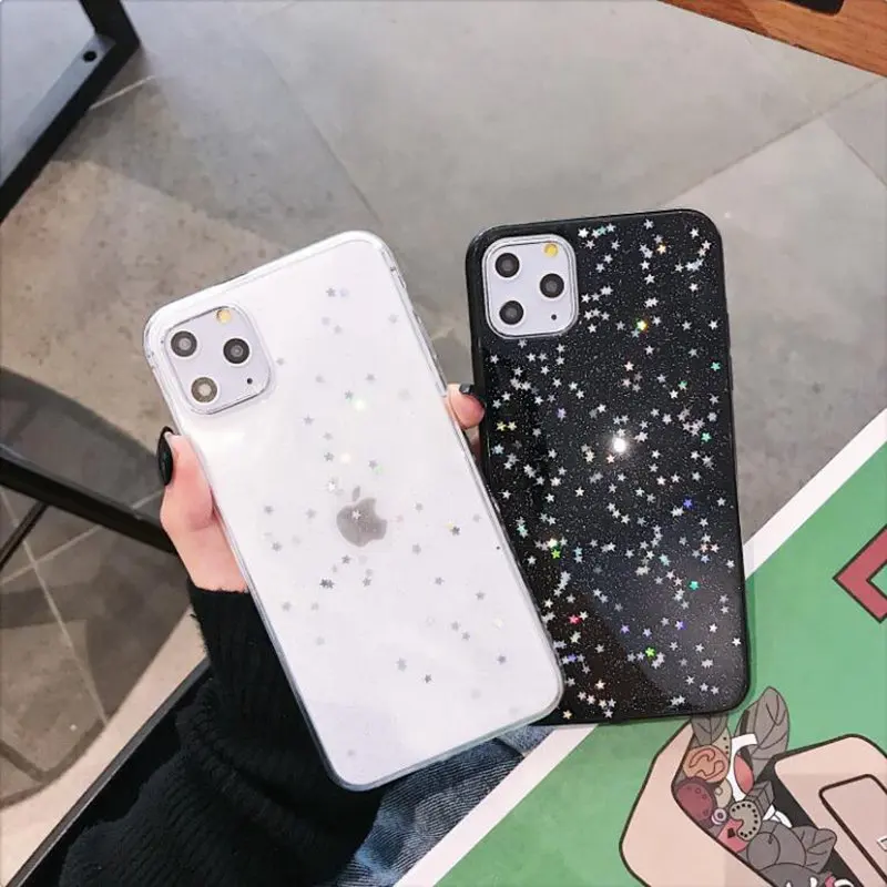 Чехол для iphone 12 11 Pro XS MAX XR 7 8 plus прозрачный чехол со звездой оболочка чехлы 6 s 5s se Mini