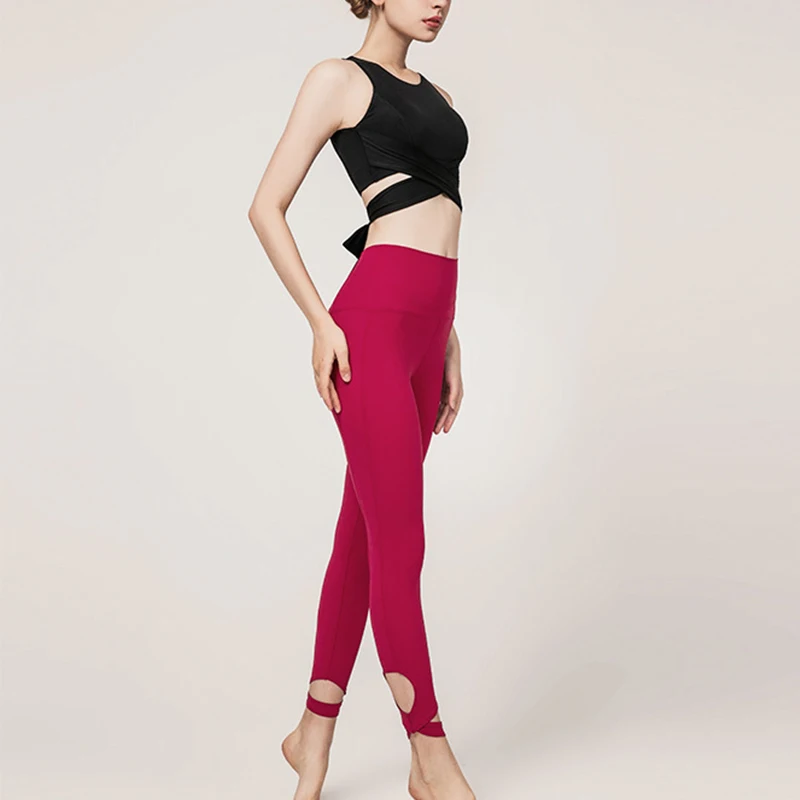 Fashion High Waist Capri 1PC Back Bowknot Cross Lace Up Comfortable Soft Elastic Gym Fitness Workout Running Tops Sports Bra