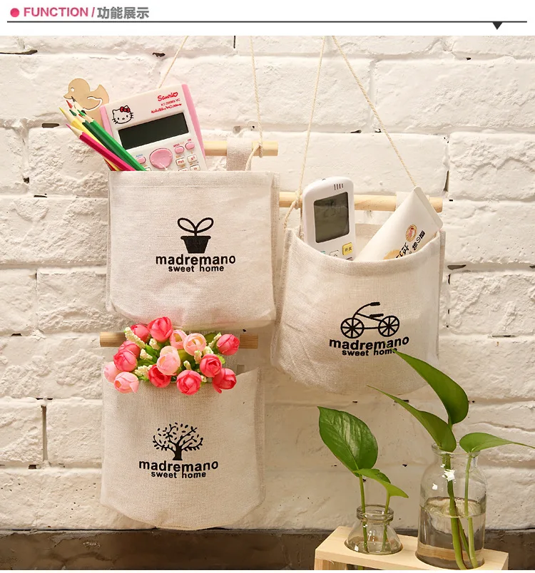 South Korea Home Storage Bag Hanging Bag Wall Wardrobe Hanging Bag Nostalgic Diablement Fort Hanging Bag Bedside