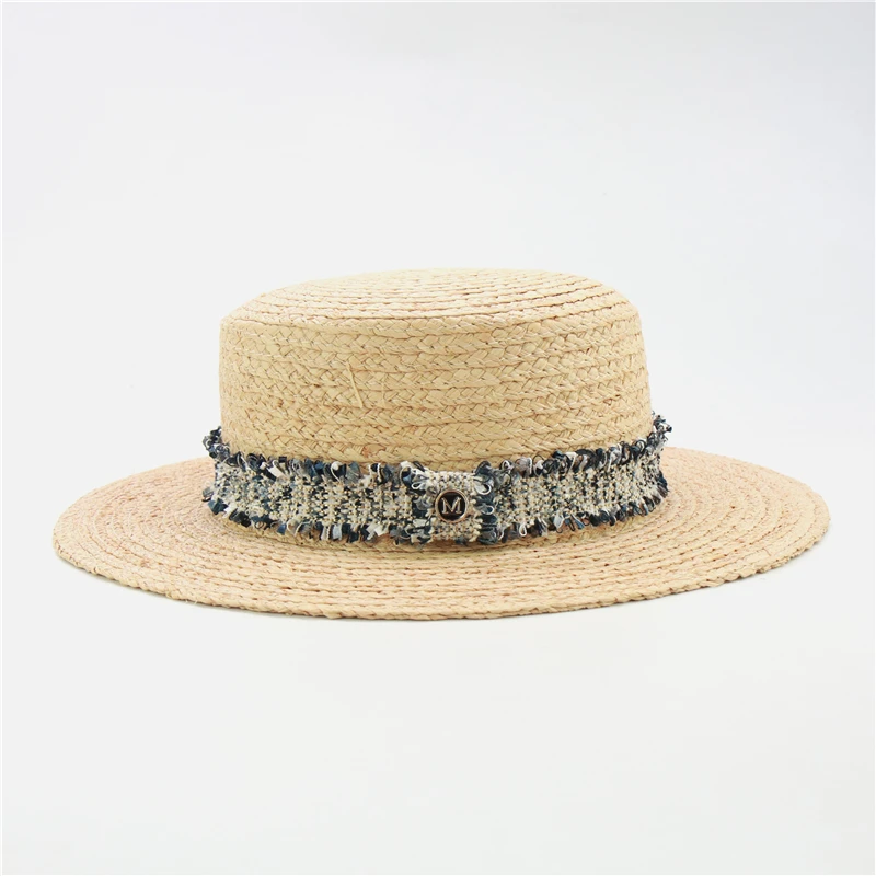 New Fashion Teddy Bear Ribbon Raffia Hat Women Summer Beach Hats Handmade Weave Soft Straw Hat Female Travel Caps Wholesale