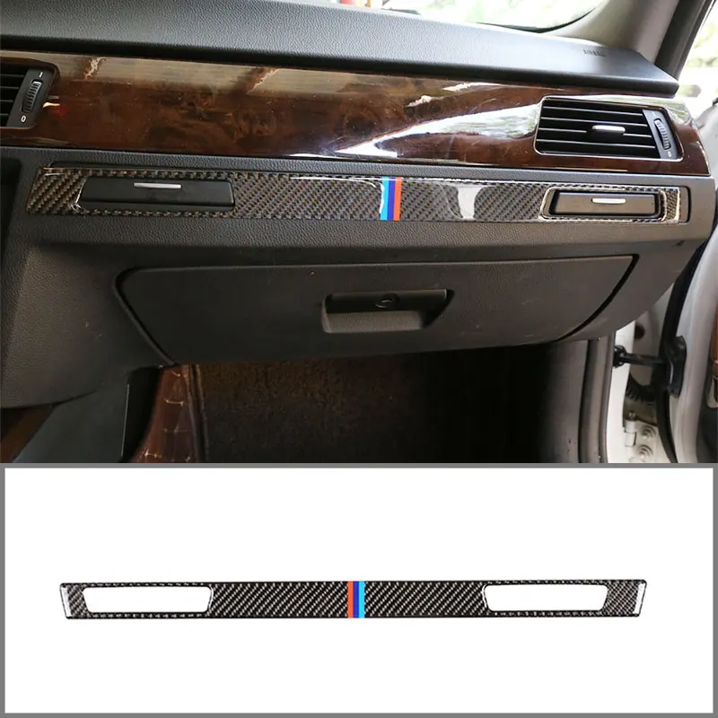 

For BMW 3 Series E90 E92 2005-2012 Soft Carbon Fiber Car Dashboard Cup Holder Decoration Strips Trim Stickers