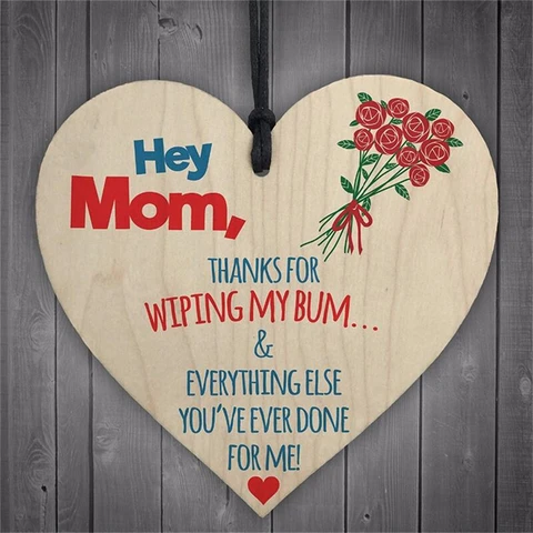 We Make Friends Wooden Hanging Heart Mother's Day Gift Love Sign Best Mum Printing Plaque Christmas Tree Ornaments