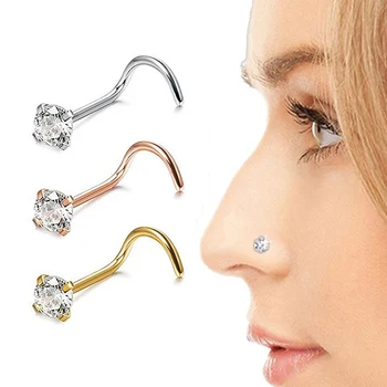 

1Pc Stainless Steel Crystal Piercing Nose Ring Nose Stud Rings Body Jewelry Gift