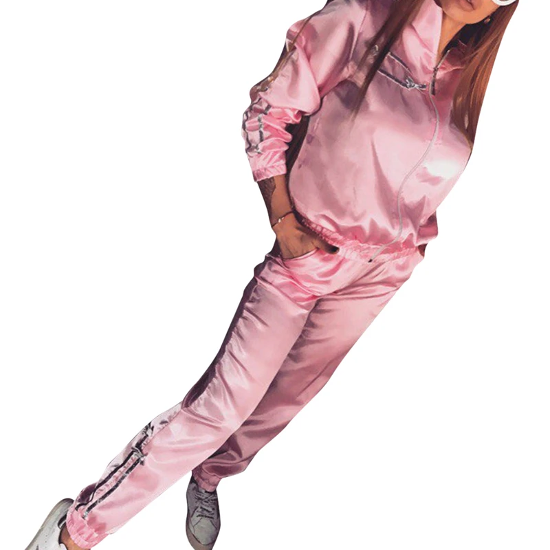 pink Женские спортивные костюмы спортивный костюм комплект из 2 предметов для занятий йогой костюм для фитнеса комплект для бега Mujer толстовки и штаны - Цвет: pink
